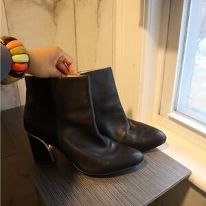 INC International Concepts Black Ankle Boots with Silver Accent